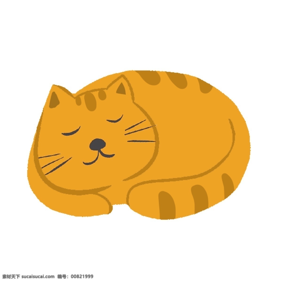 黄色 动物 猫 睡觉 猫咪 卡通 彩色 小清新 创意 手绘 绘画元素 现代 简约 装饰 图案