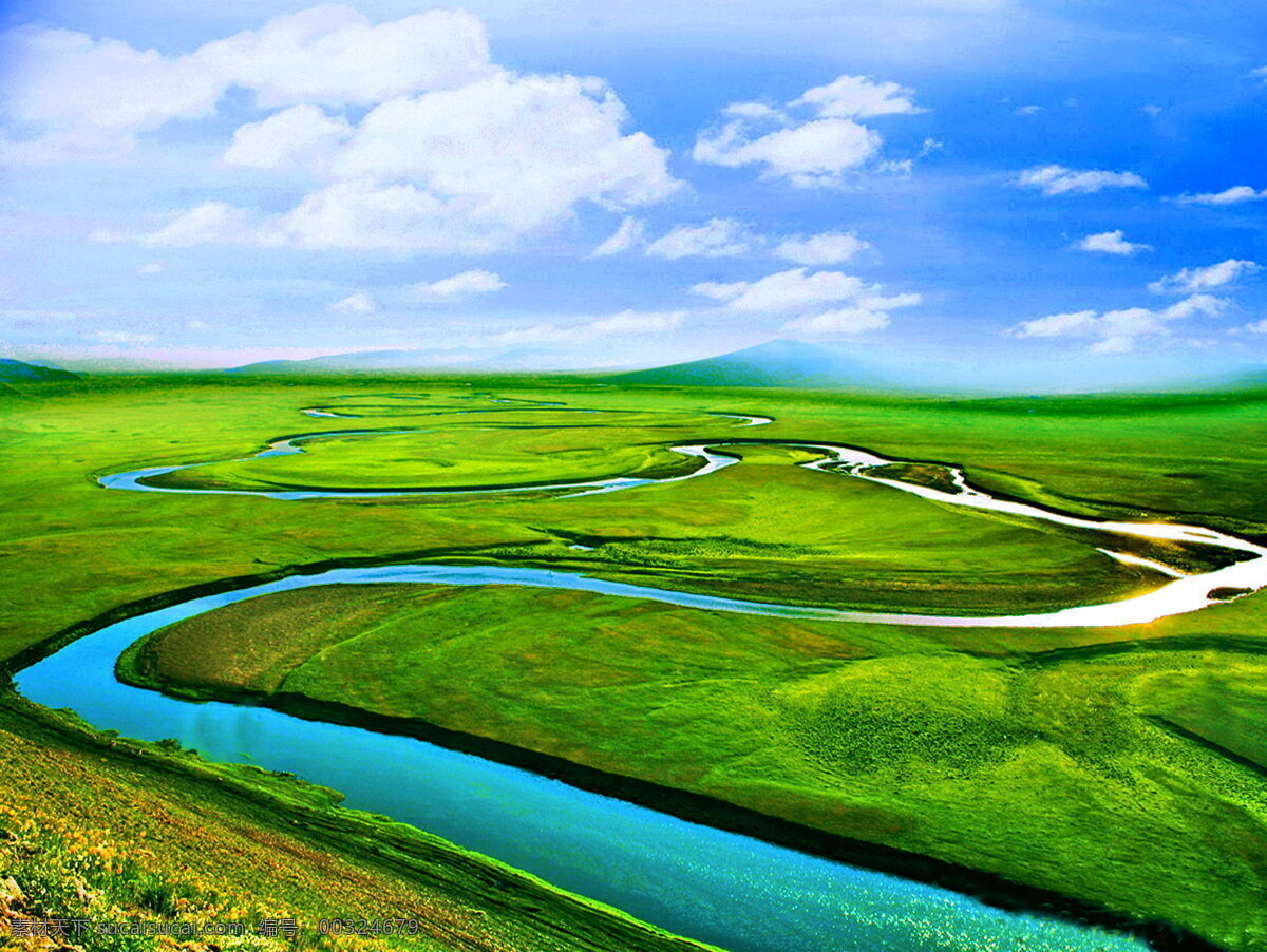 呼伦贝尔 分光 草原 莫日格勒河 蓝天 壮丽河山 自然景观 山水风景
