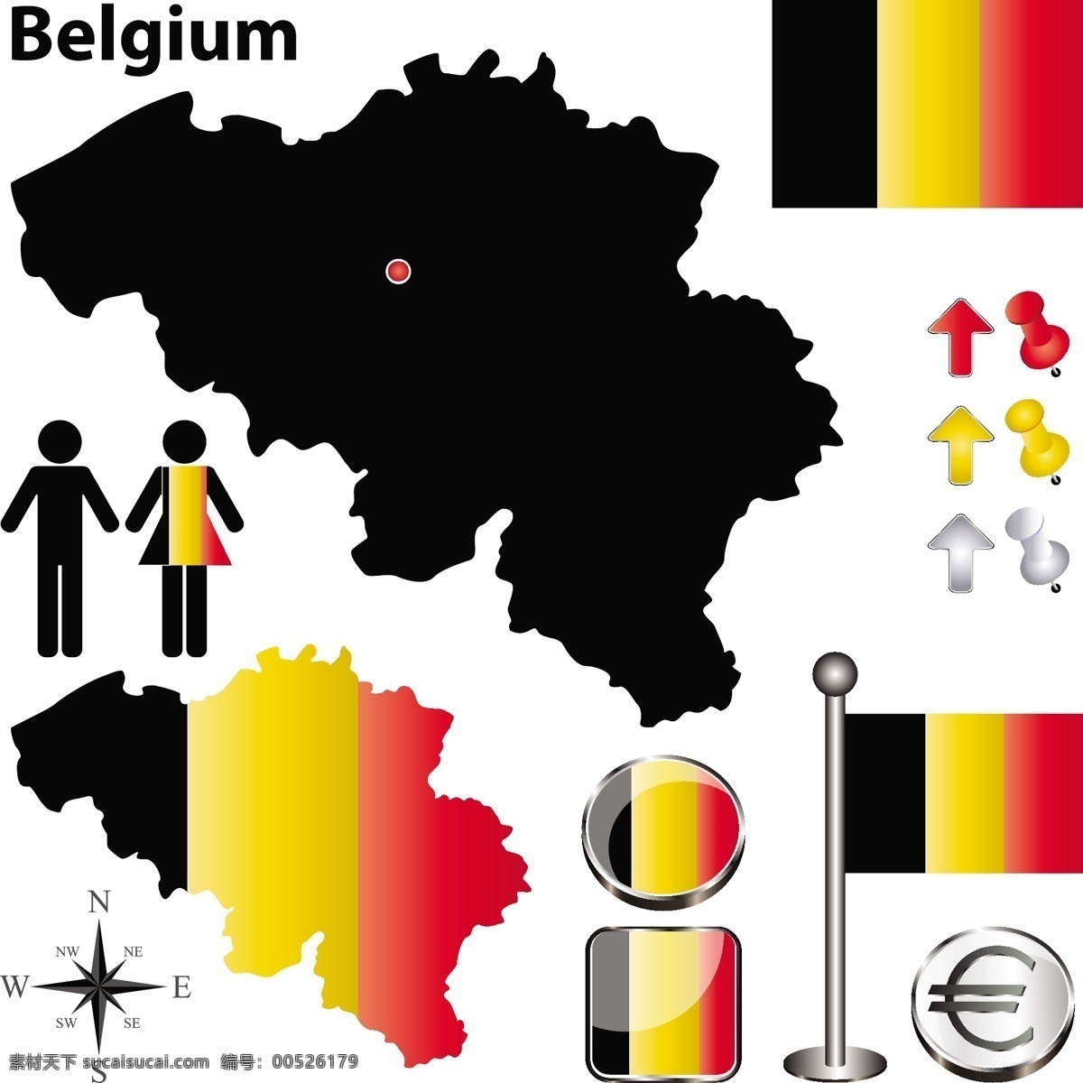 比利时 标识标志图标 国徽 国家 国旗 文化 小图标 矢量 模板下载 psd源文件