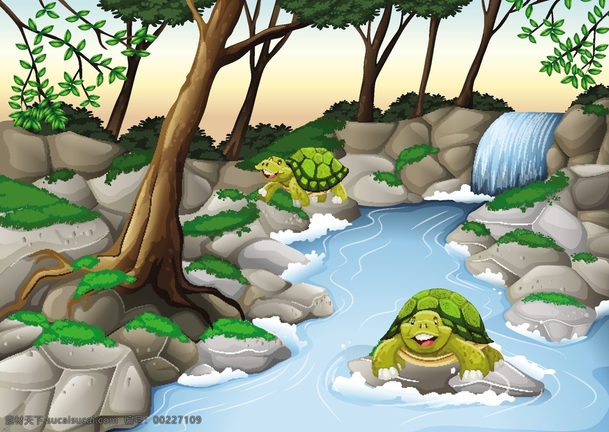 卡通动物 乌龟 动物 手绘 矢量 野生动物 卡通设计