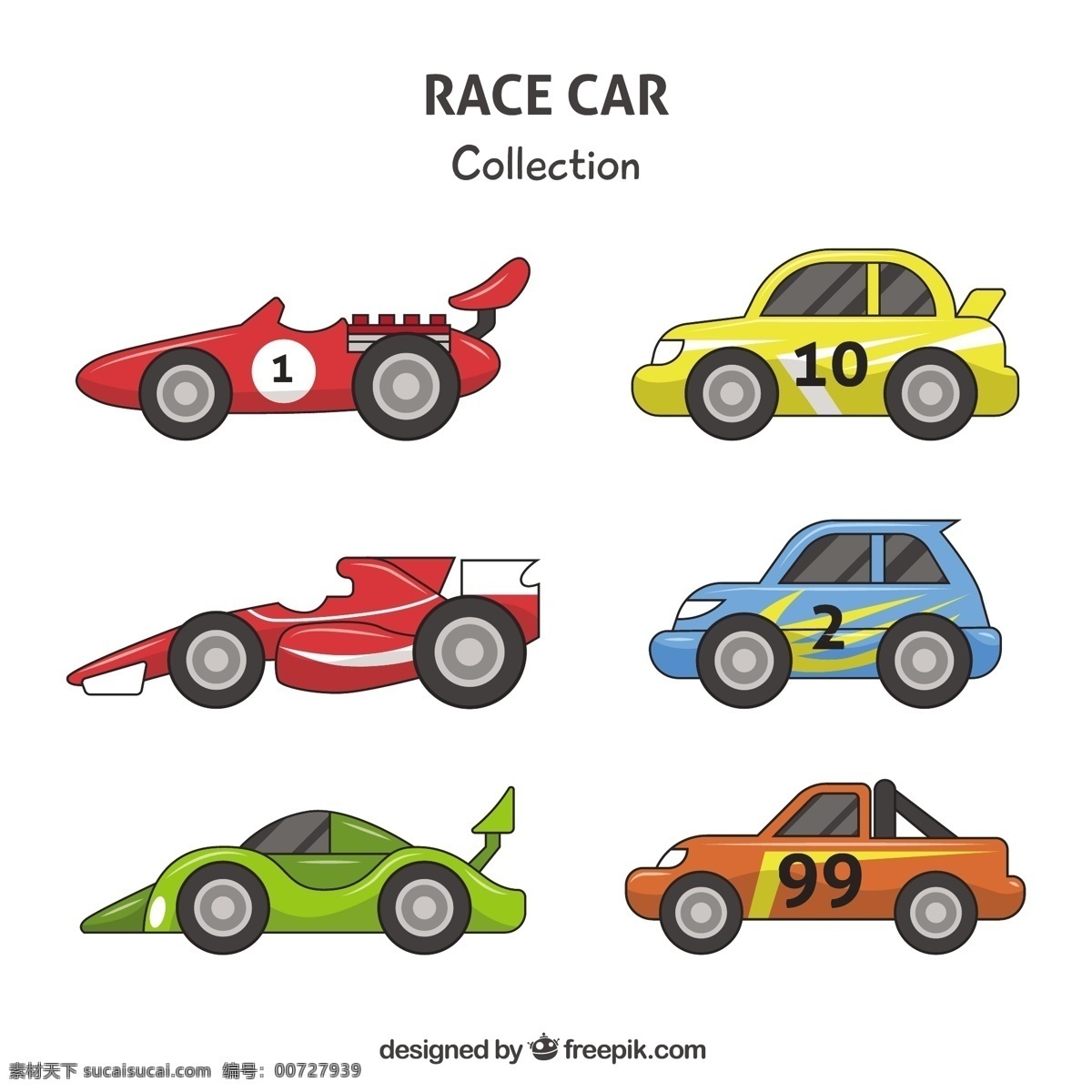 各色赛车品种 汽车 卡通 色彩 运输 比赛 竞争 车辆 收藏 赛车 有色 品种