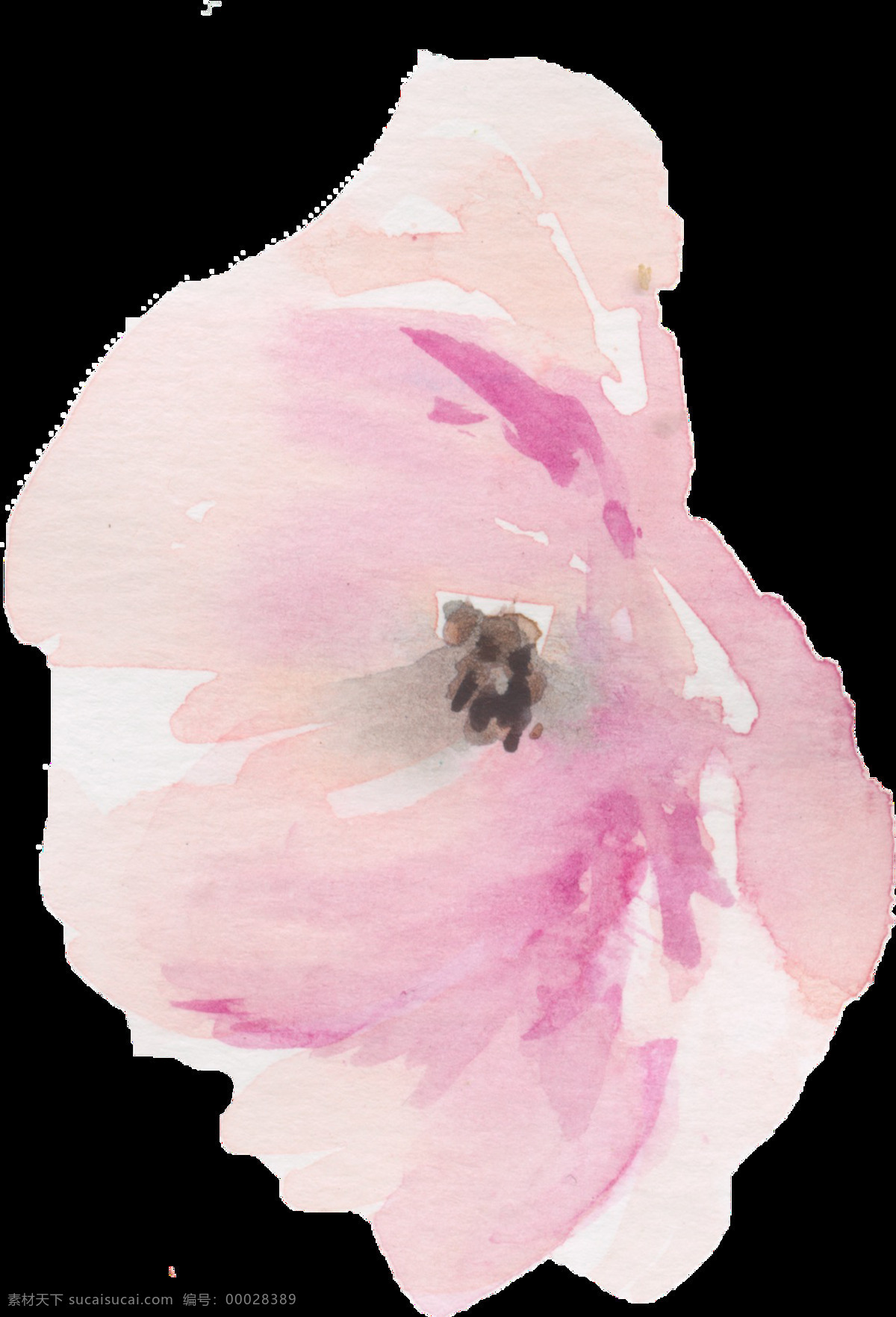 手绘 水彩 花朵 侧面 画 透明 淡粉色 淡玫红色 清雅 免扣素材 透明素材 装饰图案