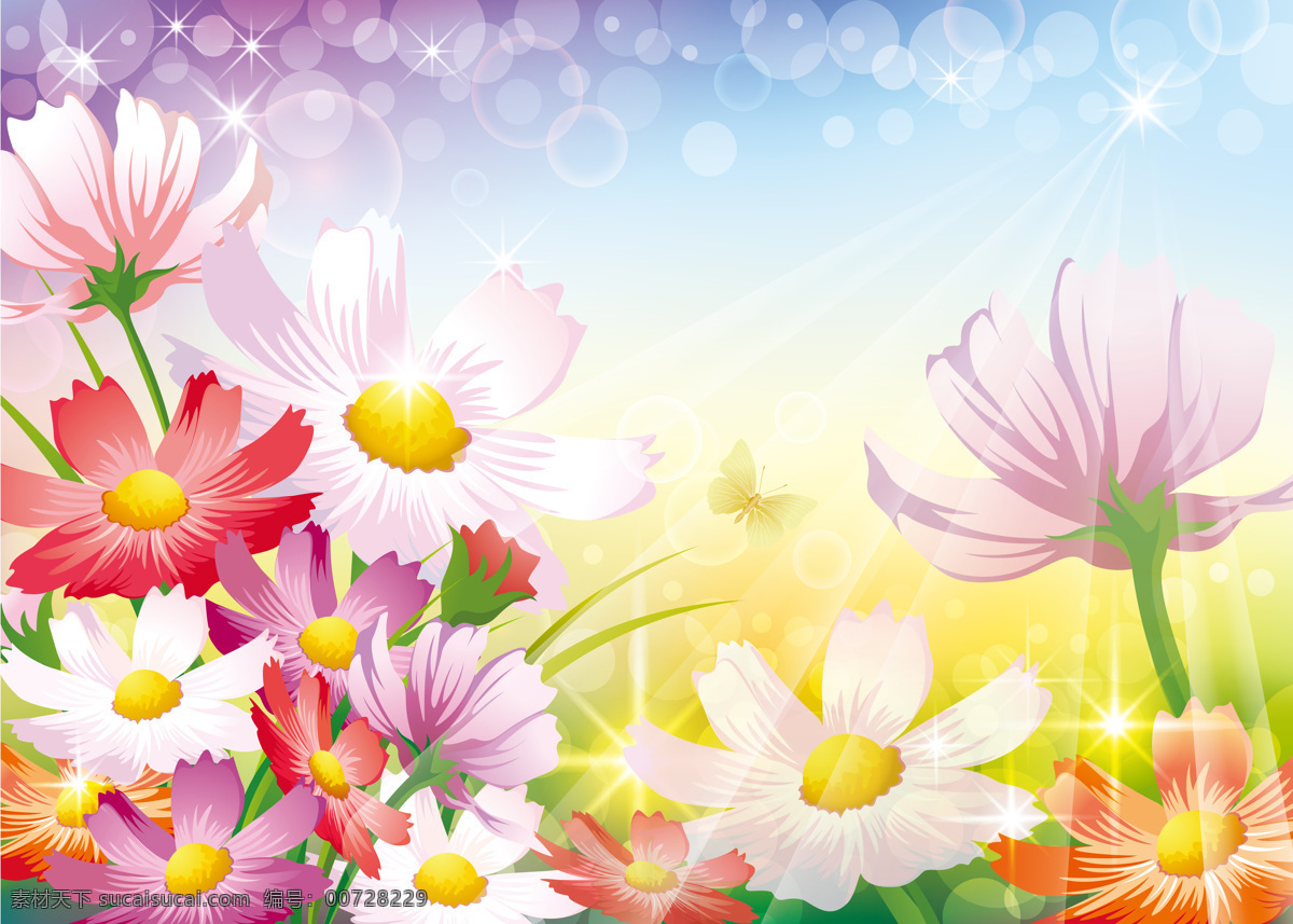 娇 俏 迷人 装饰画 花朵 花卉 五颜六色 装饰图