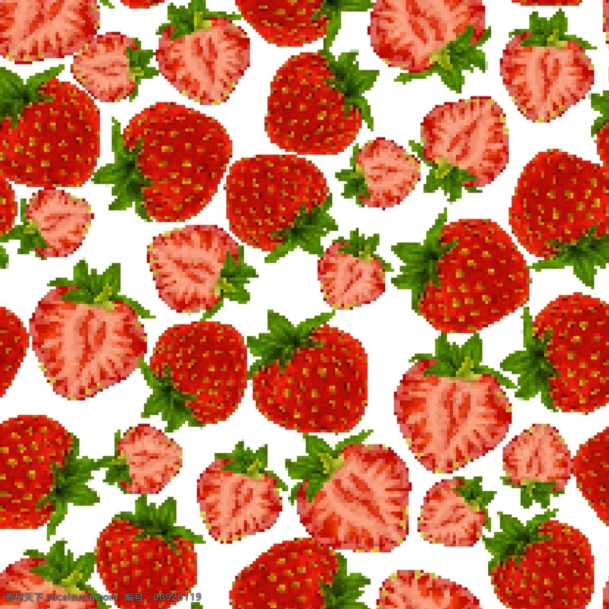 红色 草莓 无缝 背景 水果 无缝背景 切片 草莓矢量图