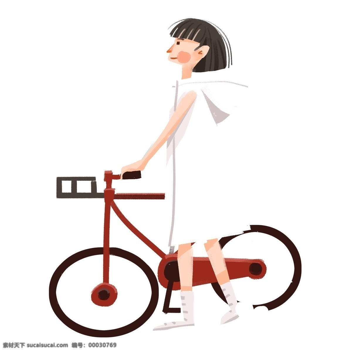 推 自行车 美女 美女人物 卡通美女 出行的人