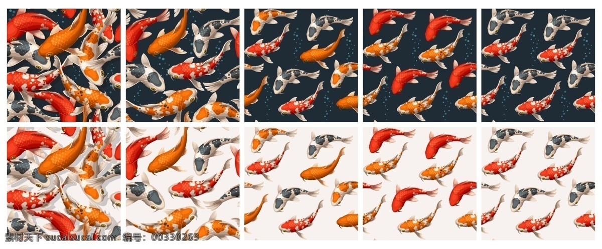 日本锦鲤 矢量 大型观赏鱼 日本 无缝背景 矢量图 高清图片