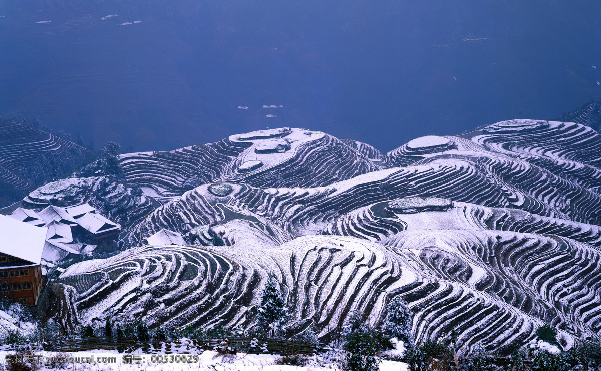 龙脊梯田 龙脊 雪景 层叠 重复 银色 白色 民族 风情 风景 广西风光 龙胜梯田 自然风景 自然景观