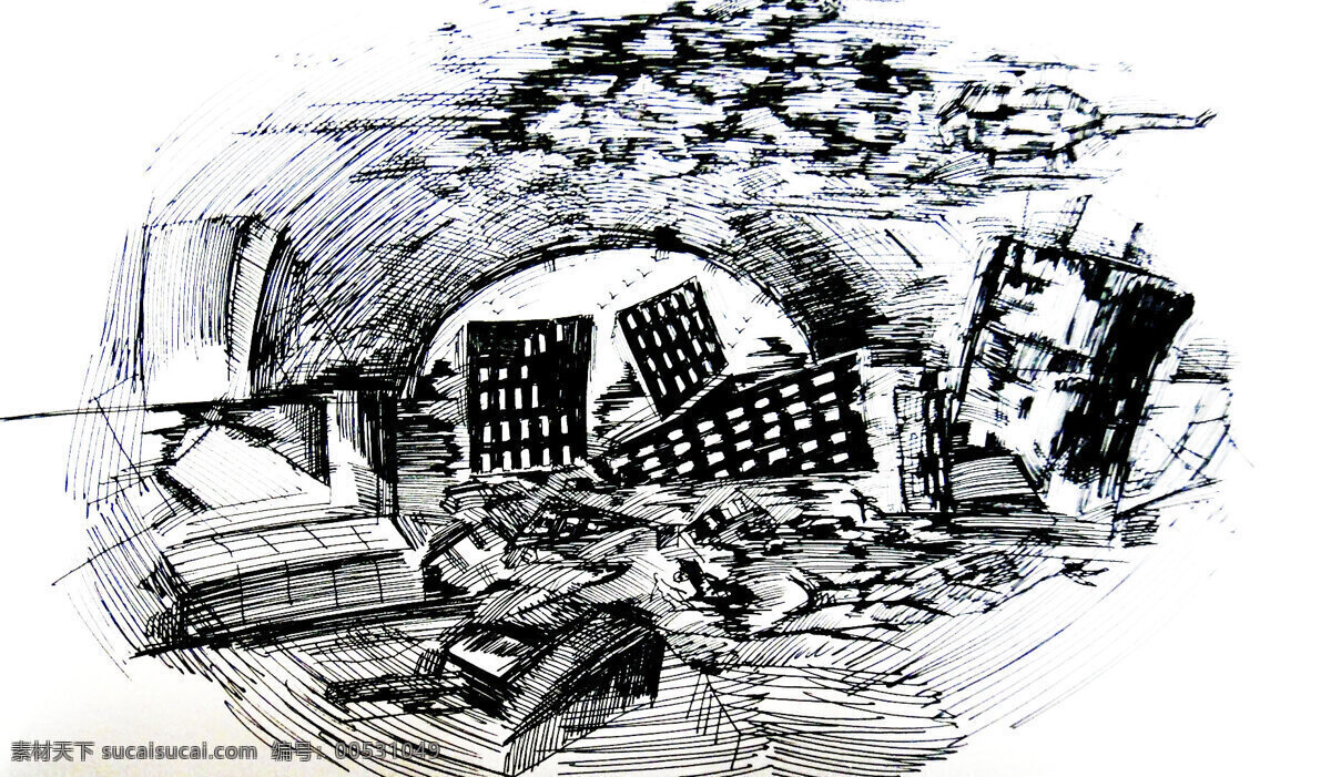 世界末日 废墟 灾难 线条 绘画书法 文化艺术