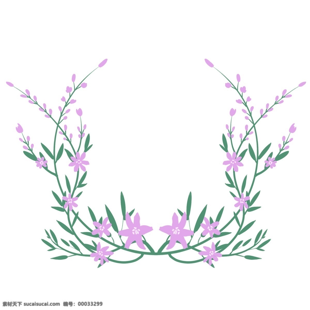 漂亮 花环 装饰 插画 植物花环 紫色的小花 漂亮的花环 创意花环 立体花环 卡通花环 花环插画