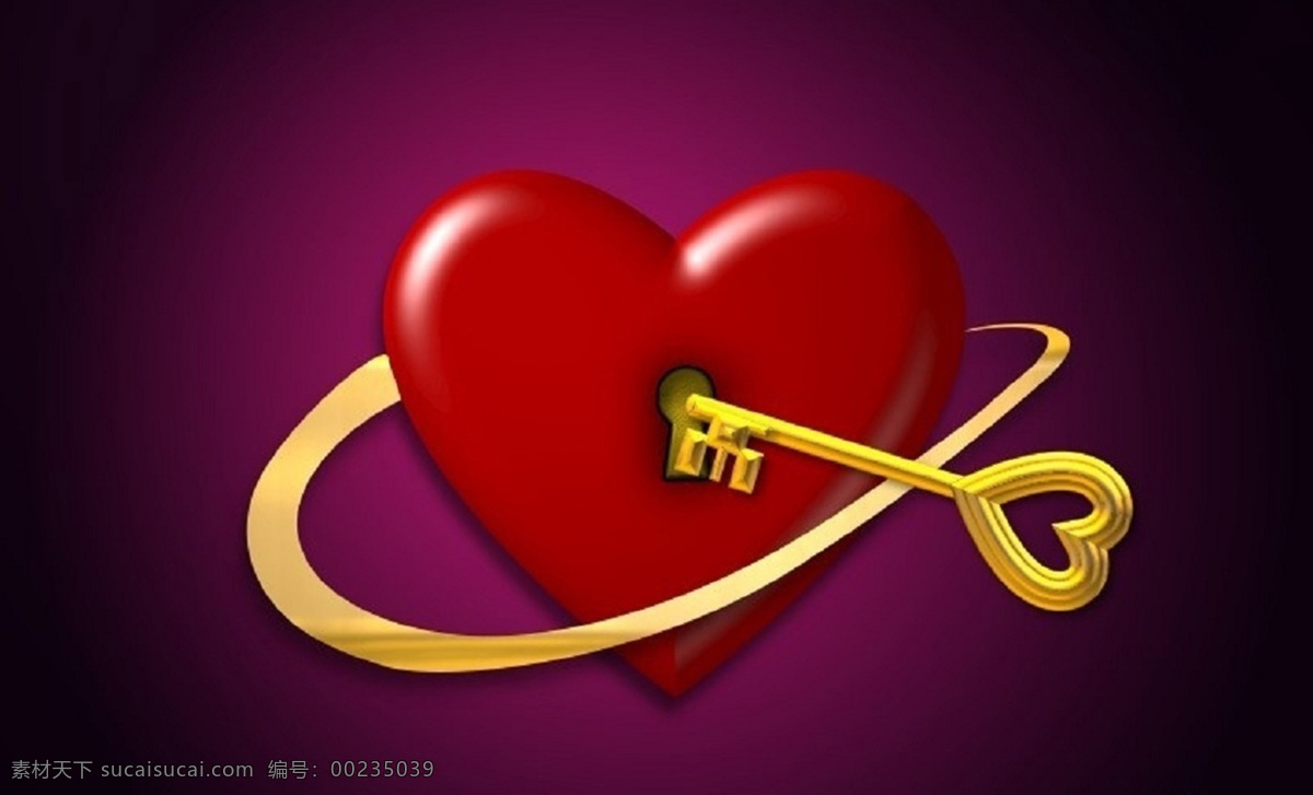 打开 爱心 钥匙 love 爱情 立体 红心 桃心 金钥匙