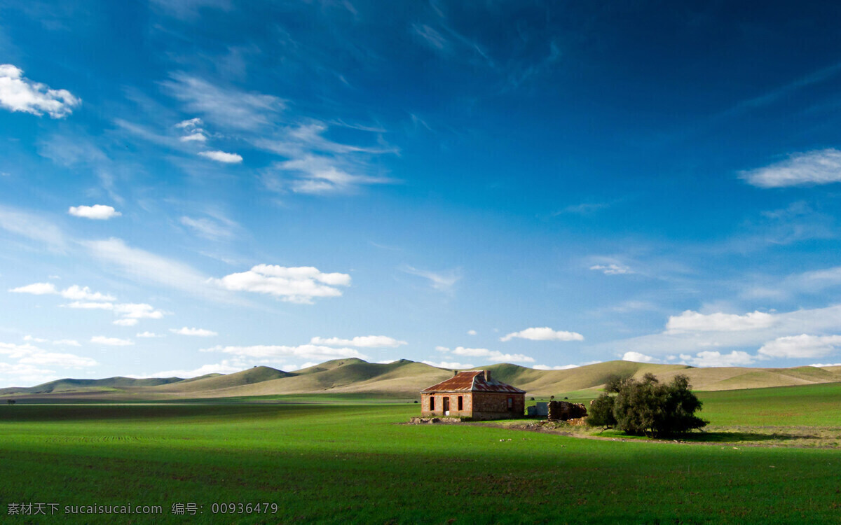 蓝天 白云 美丽 风景 草地 草原 蓝天白云 绿草 小草 自然背景 生活 旅游餐饮