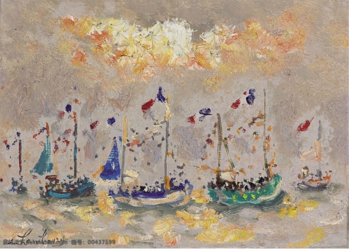 hambourg 印象派 风景 自然 水景 油画 装饰画 1973 法国 画家 安德烈 汉姆 博格 andre hollyday boats the