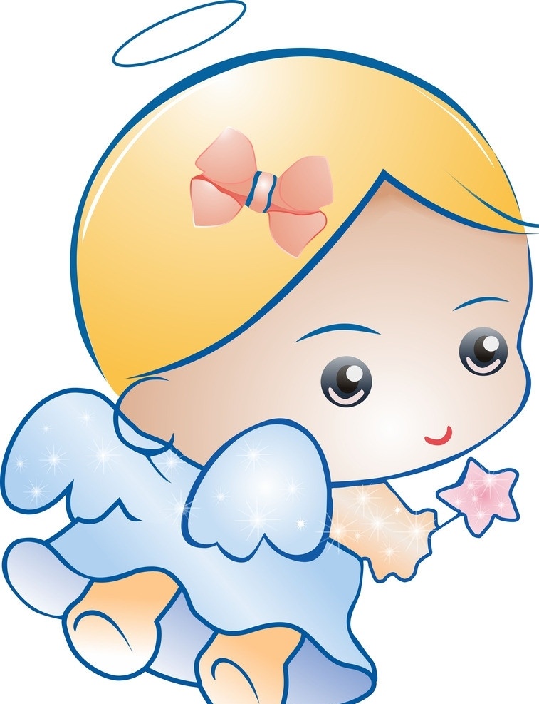 天使 天使模板下载 小宝宝 卡通 花 梦幻 光圈 翅膀 魔法棒粉色 蓝色 人物 儿童幼儿 矢量人物 矢量