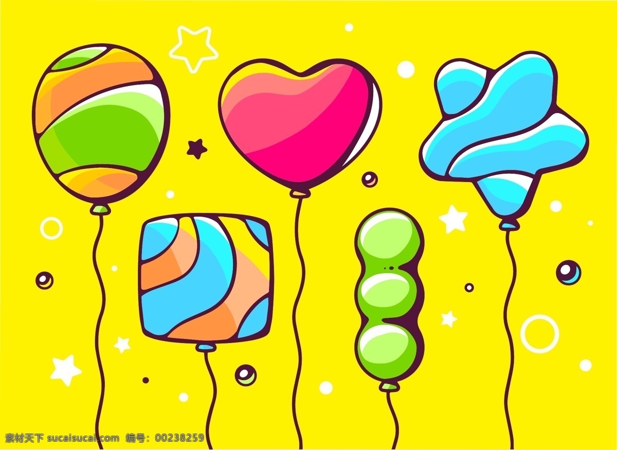 创意 卡通 气球 分层 生日气球 派对帽 派对图案 背景 生日 礼物 鸟 字母 包装设计 模板 矢量 刀版 eps分层 卡通设计