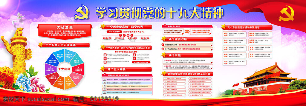 学习贯彻 党 十 九大 精神 展板 十九大 党建 党的精神 党建海报 宣传展板