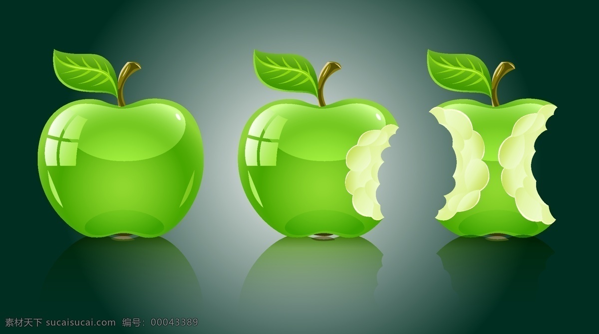 3d 立体 绿色 苹果 生物世界 矢量图 水果 精美 矢量 模板下载 日常生活