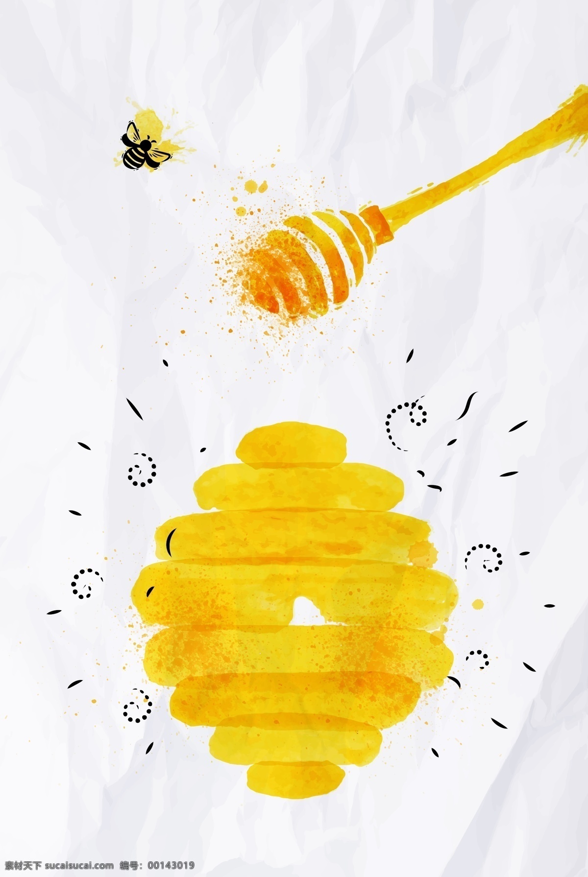 背景 蜂蜜 蜂王浆 光泽 海报 金黄色 蜜蜂 食品 矢量 质感 手绘 美食 滋补 滋补食品