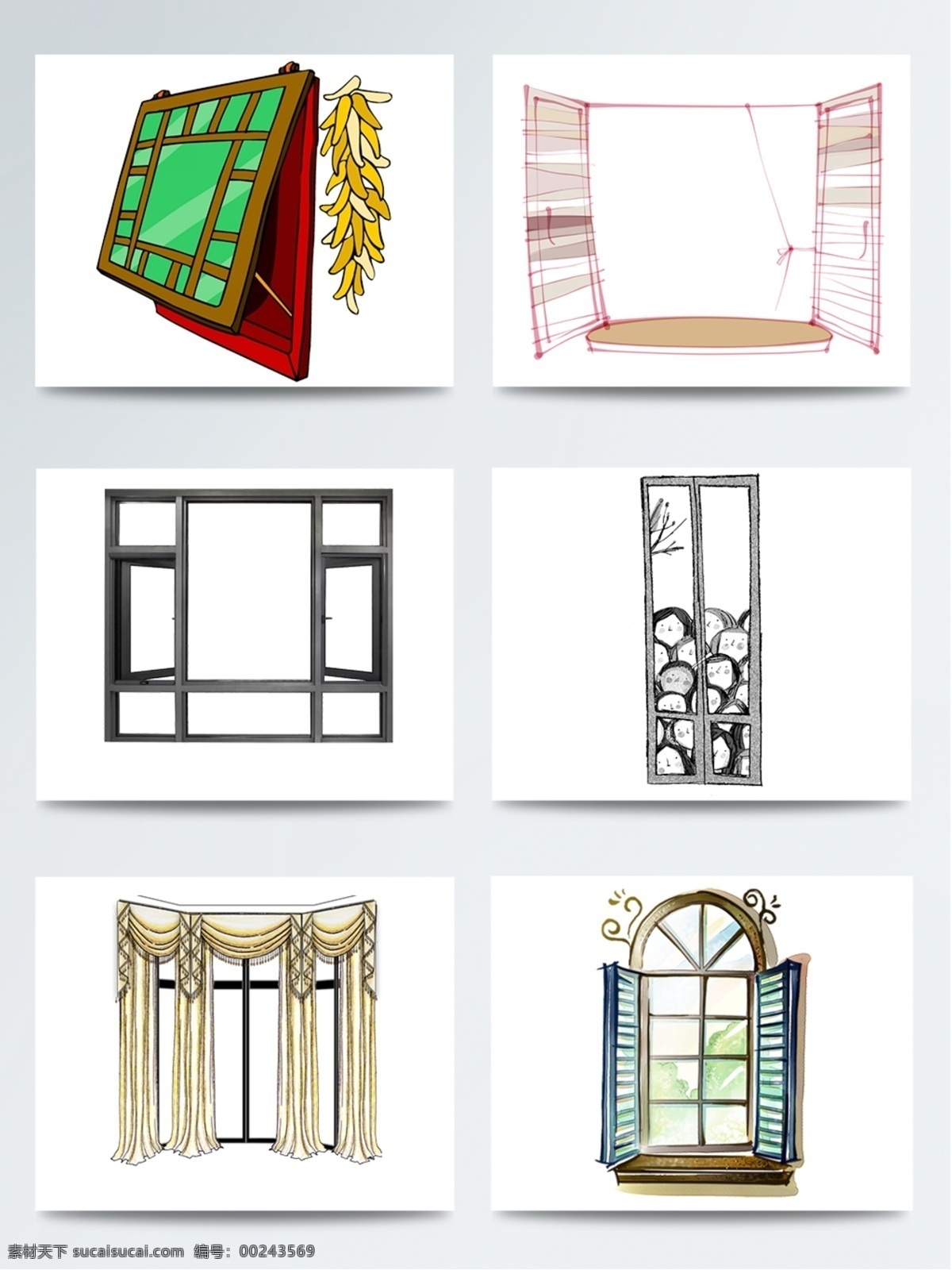 手绘窗户欧美东北民俗素材图片下载-素材编号00243569-素材天下图库