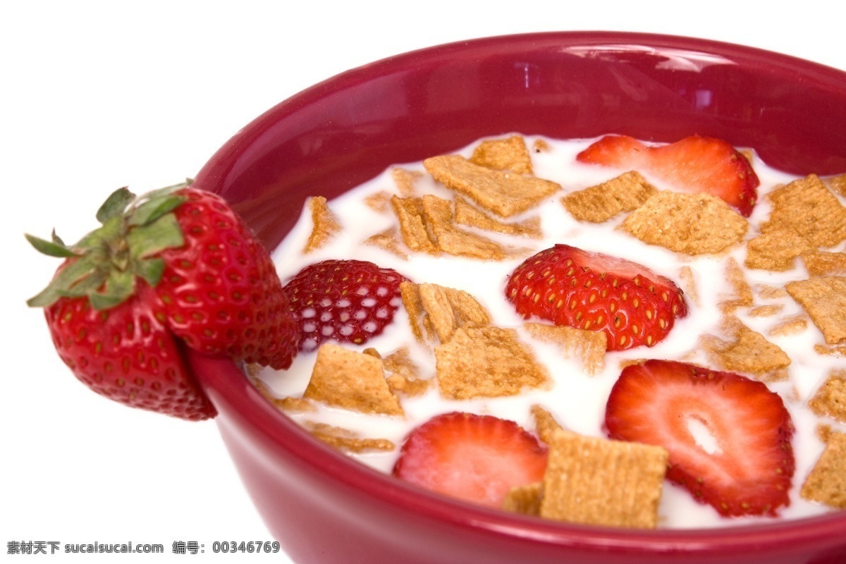 餐饮美食 草莓 健康 冷饮 美食 牛奶 食物原料 饮料 水果杯 碗 红色碗 养生 滋补