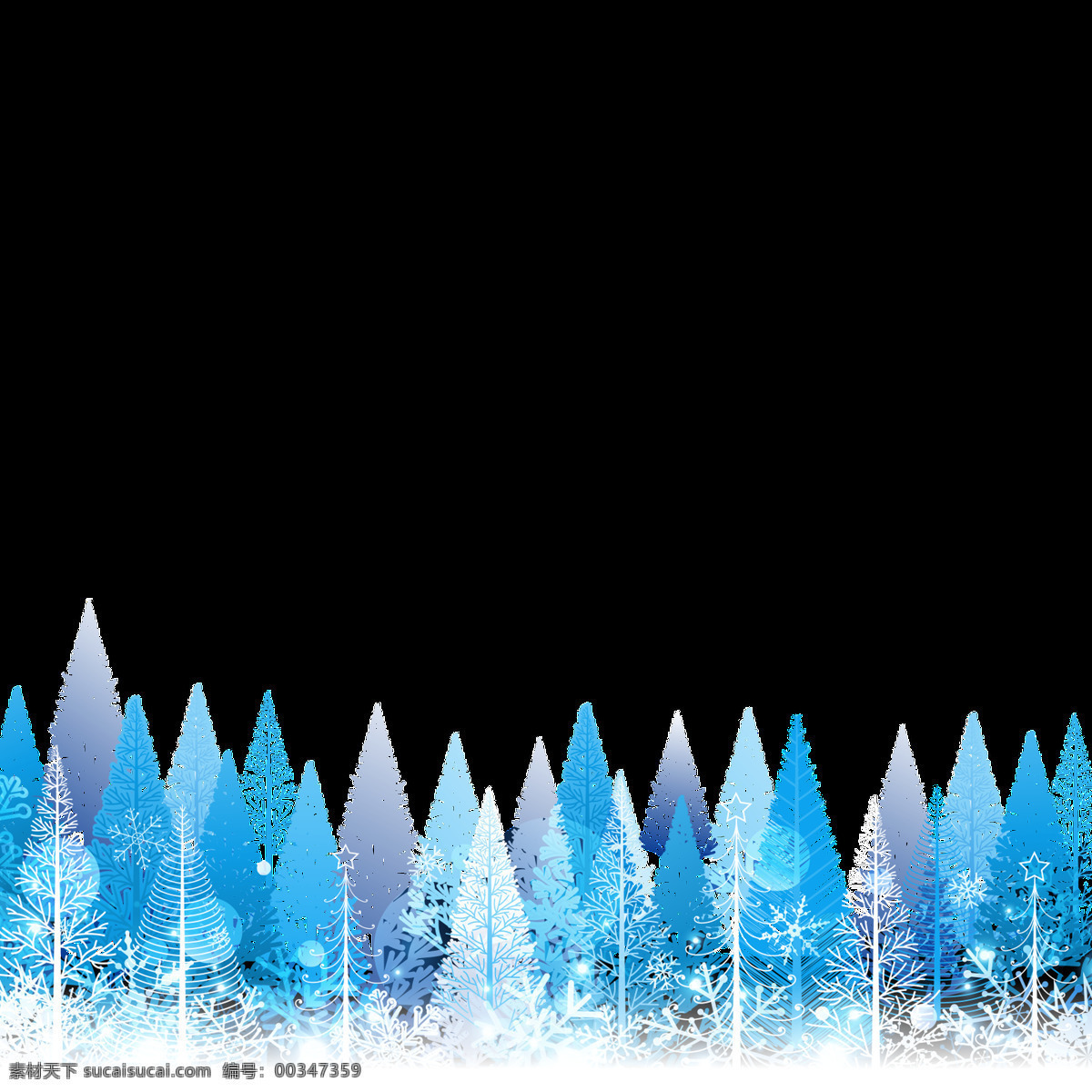 手绘 童话 冬天 松 树林 透明 装饰 白色 蓝色 免扣素材 树木 透明素材 植物 装饰图片