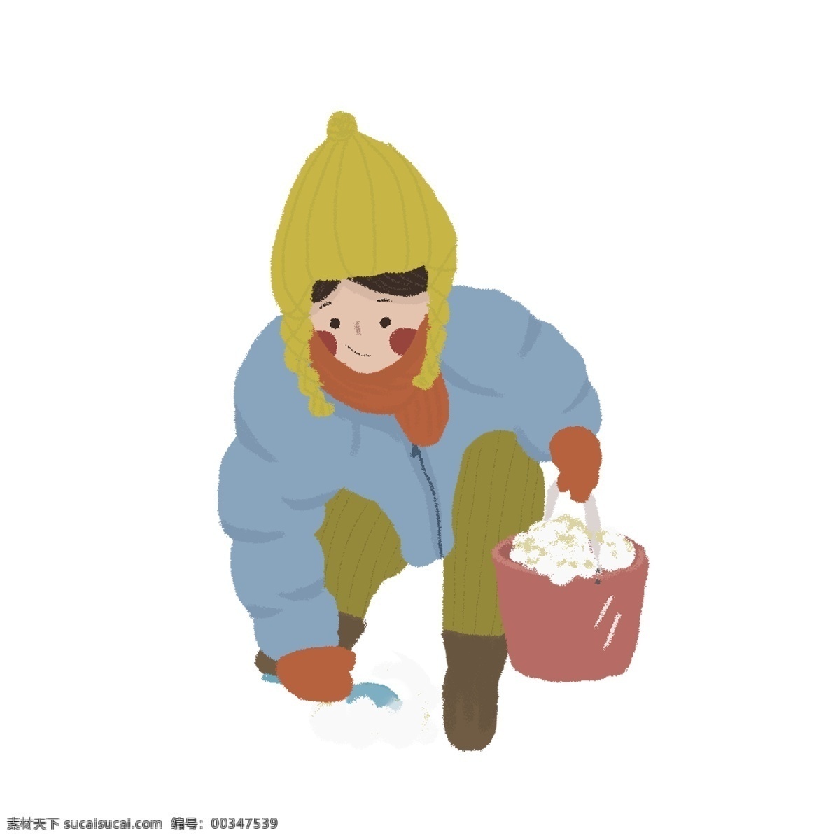 玩 雪 小 清新 女孩 商用 元素 小女孩 人物 冬季 插画 卡通 玩雪 铲雪 女生 手绘 雪桶 psd设计