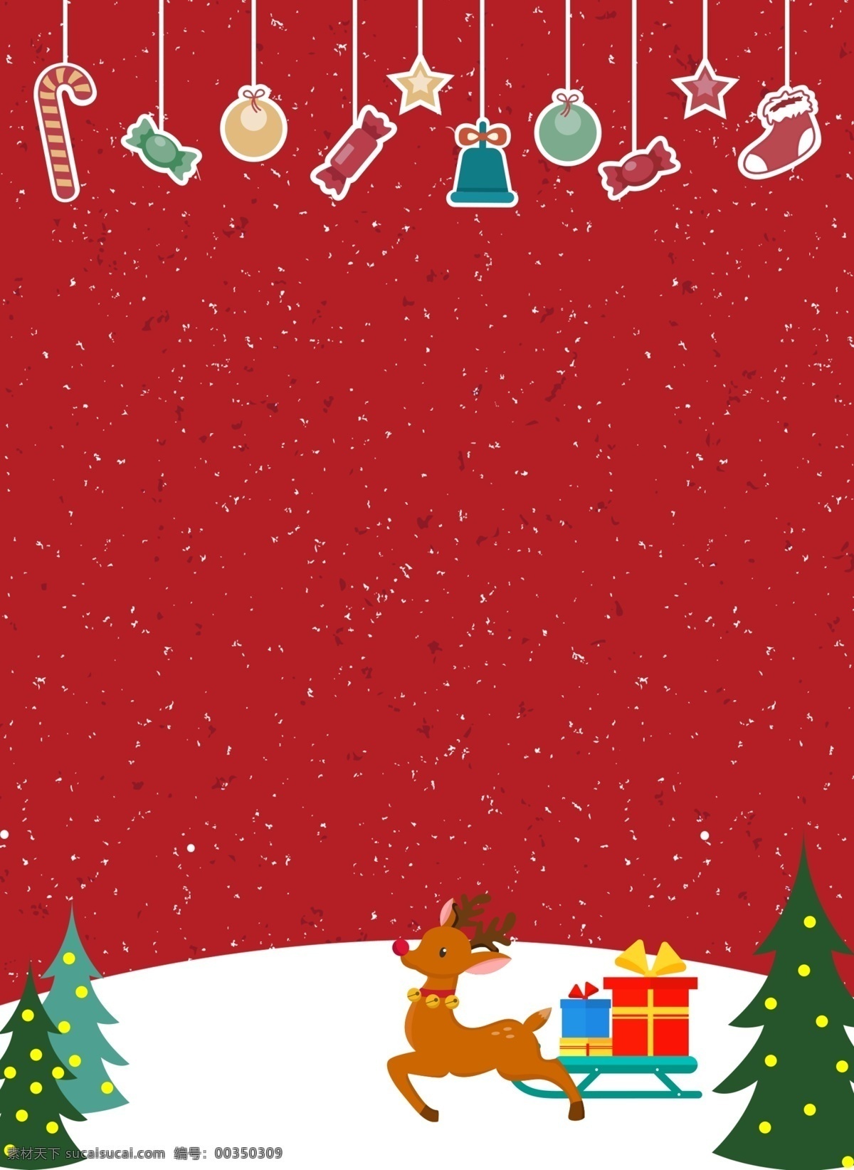 红色 圣诞 雪地 冬天 卡通 展板 背景 大气 喜庆 棒棒糖 雪 雪人 圣诞树 礼物 圣诞球 圣诞挂饰