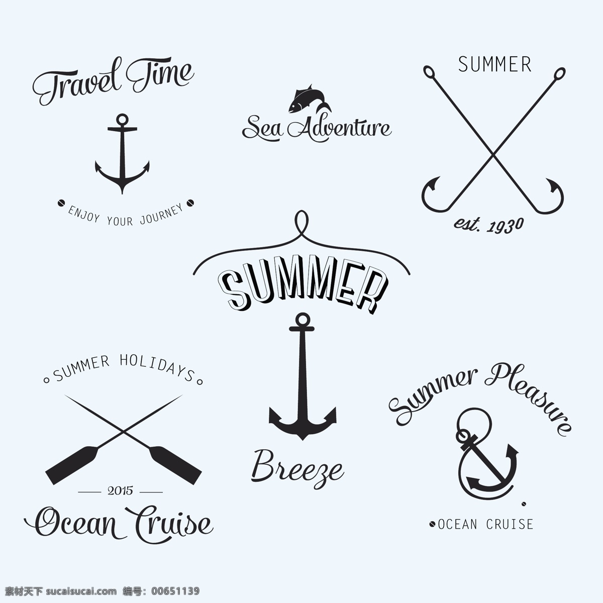 海的徽章 标志 标签 旅游 夏季 徽章 蓝色 邮票 海洋 海滩 贴纸 太阳 假日 船 绳 海豹 元素
