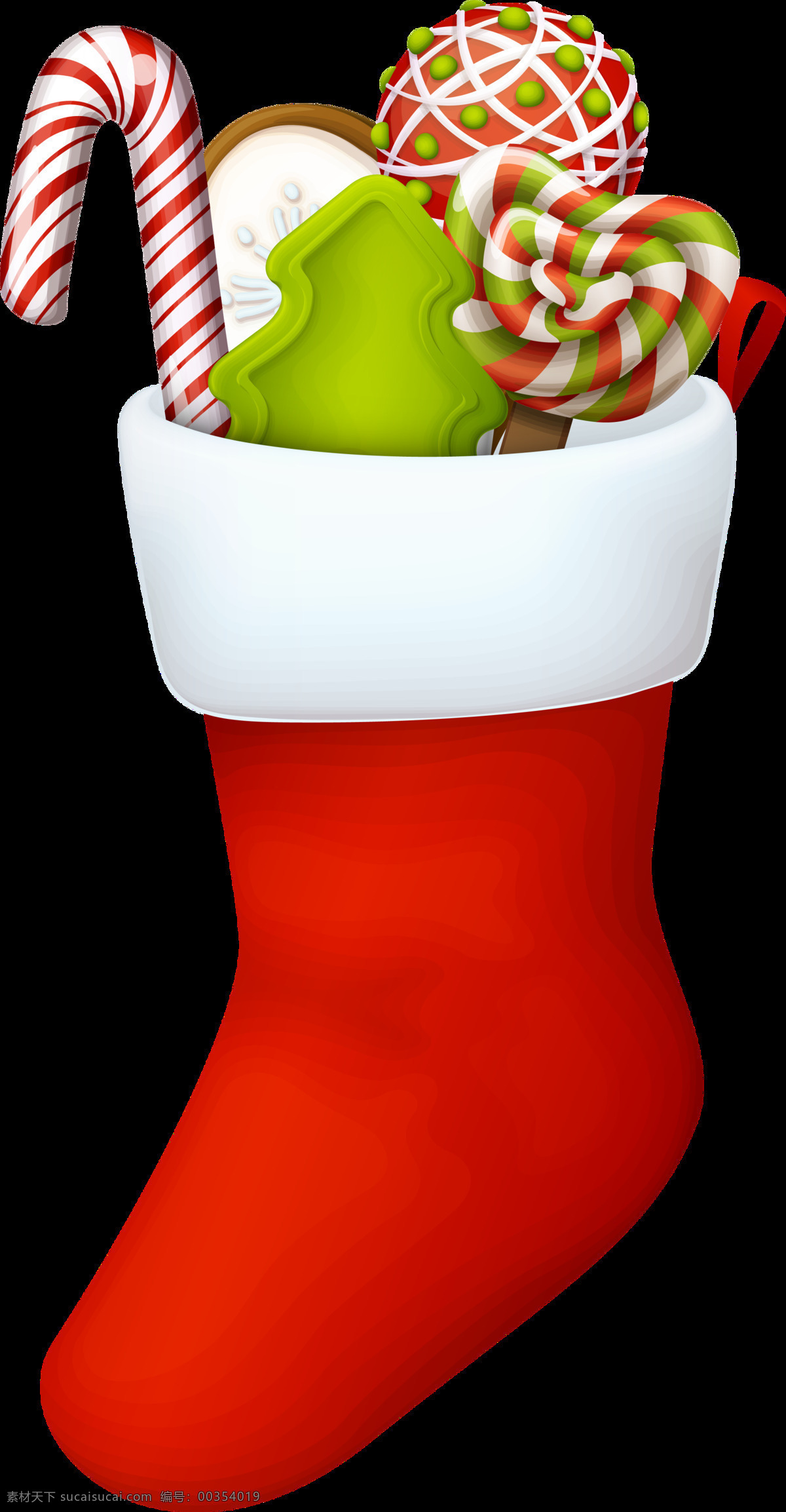 手绘 圣诞节 袜子 元素 png元素 礼物 免抠元素 糖果 透明元素 喜庆