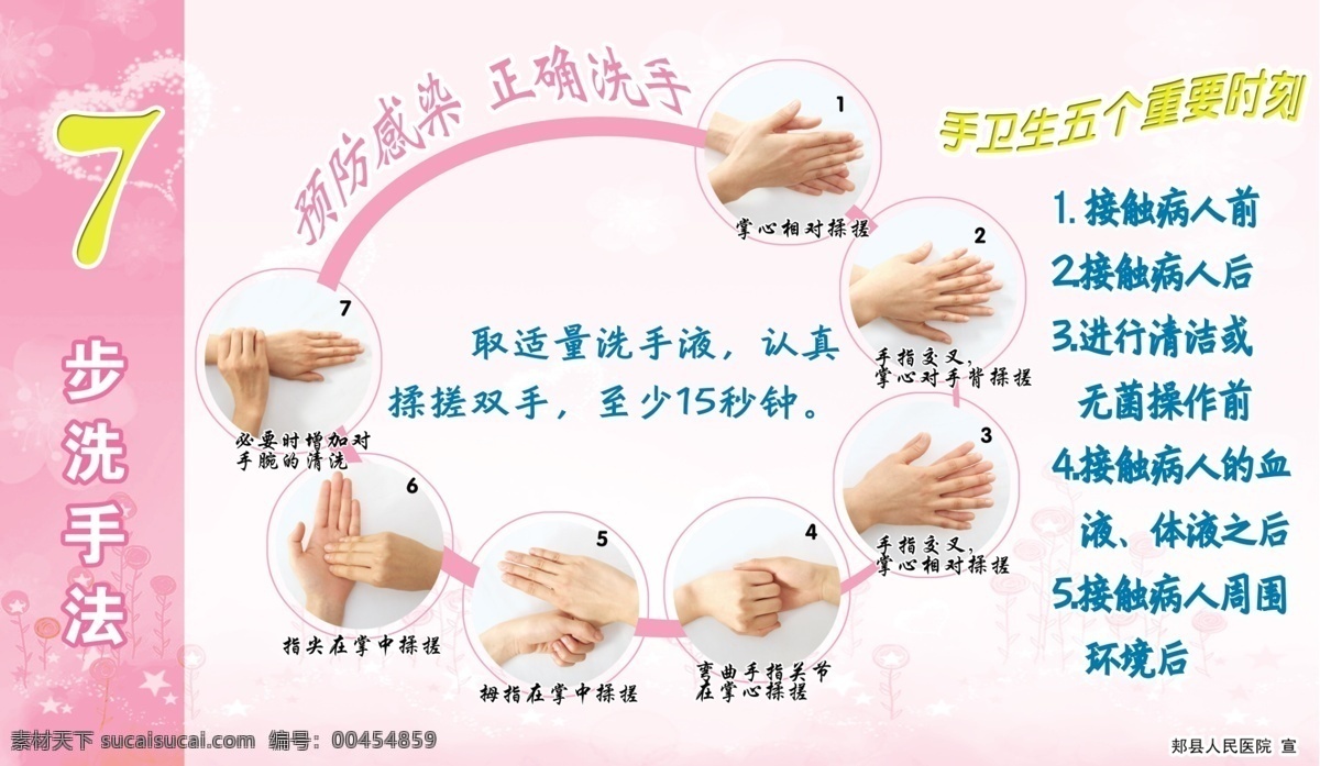 医护 人员 最新 步 洗手 最新7步洗手 预防感染 正确洗手 手 卫生 五 重要 时刻 无菌操作 展板模板 广告设计模板 源文件