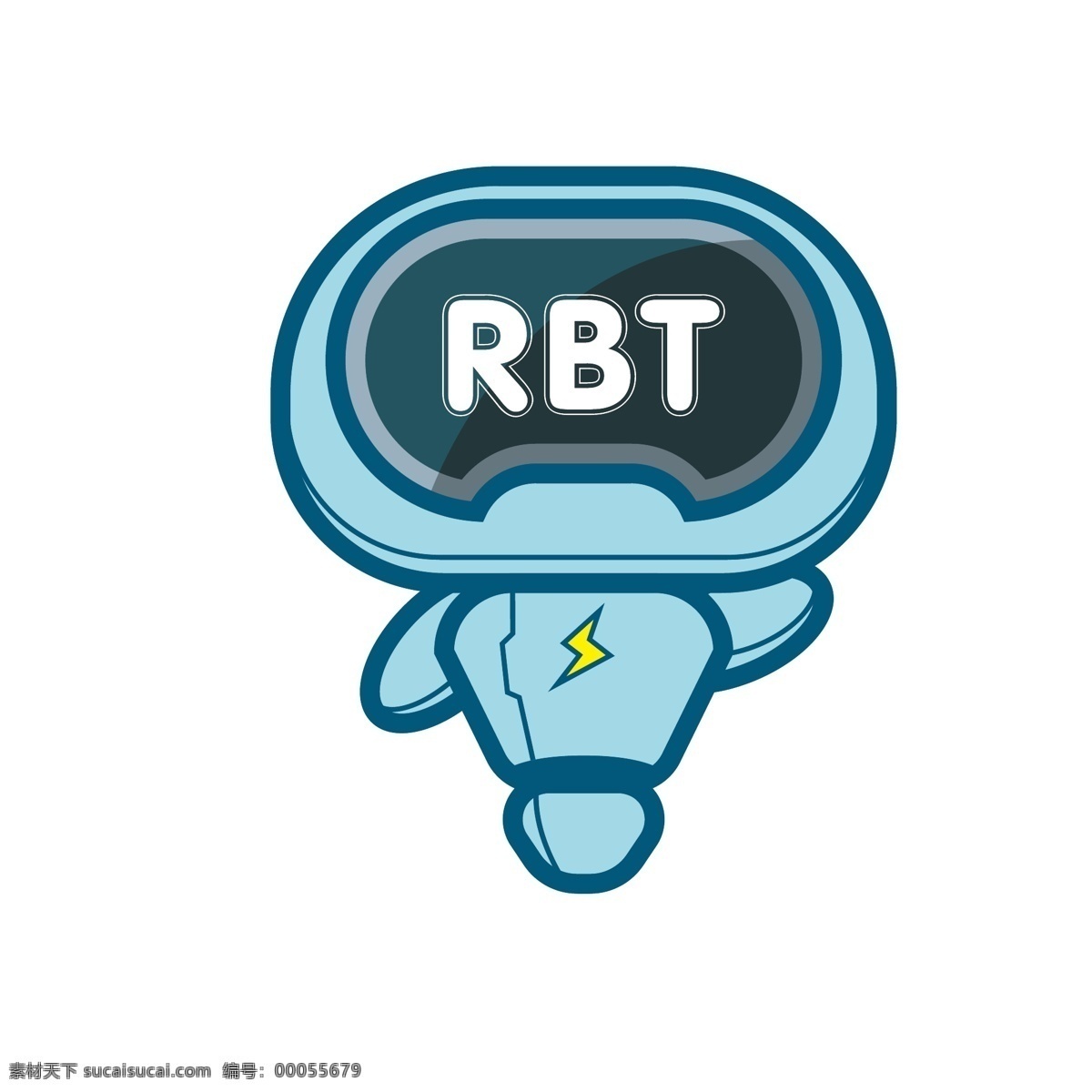 rbt机器人 机器人 插画 可爱 英文 矢量 图案设计 闪电 形象