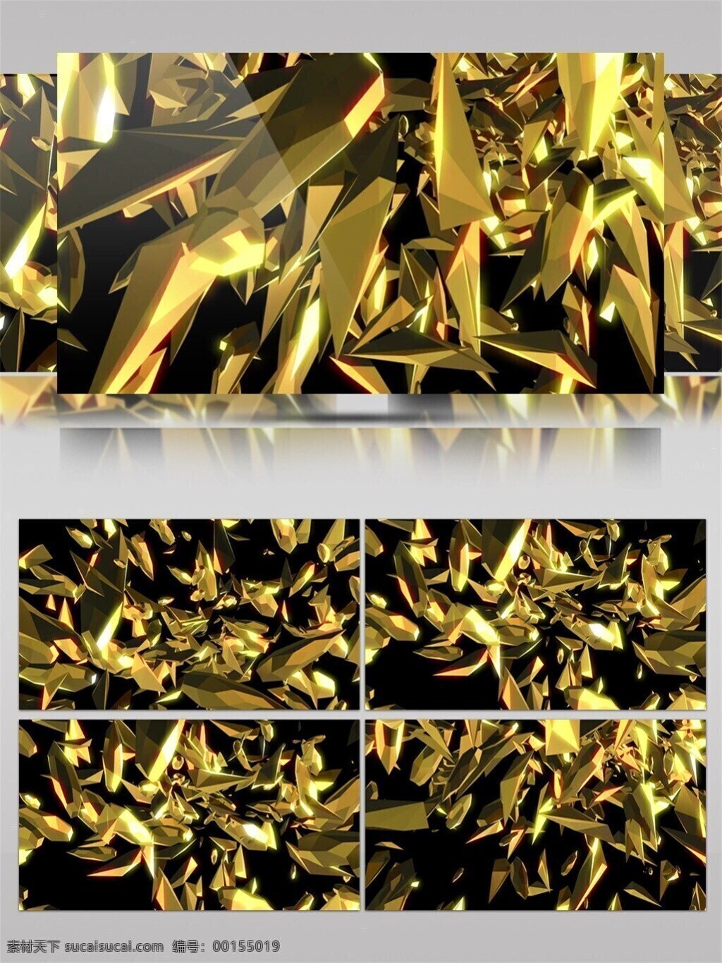 黄金 钻石 碎片 漫天 飞舞 视频 3d 科技 视频素材 动态视频素材
