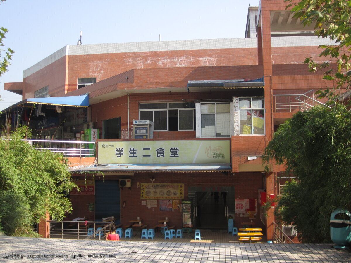 特色食堂 重庆 南方 翻译 学院 川外 重庆大学校园 校园风景 大学校园 食堂 蓝天 树 摄影图片 学校摄影 建筑摄影 建筑园林 黑色