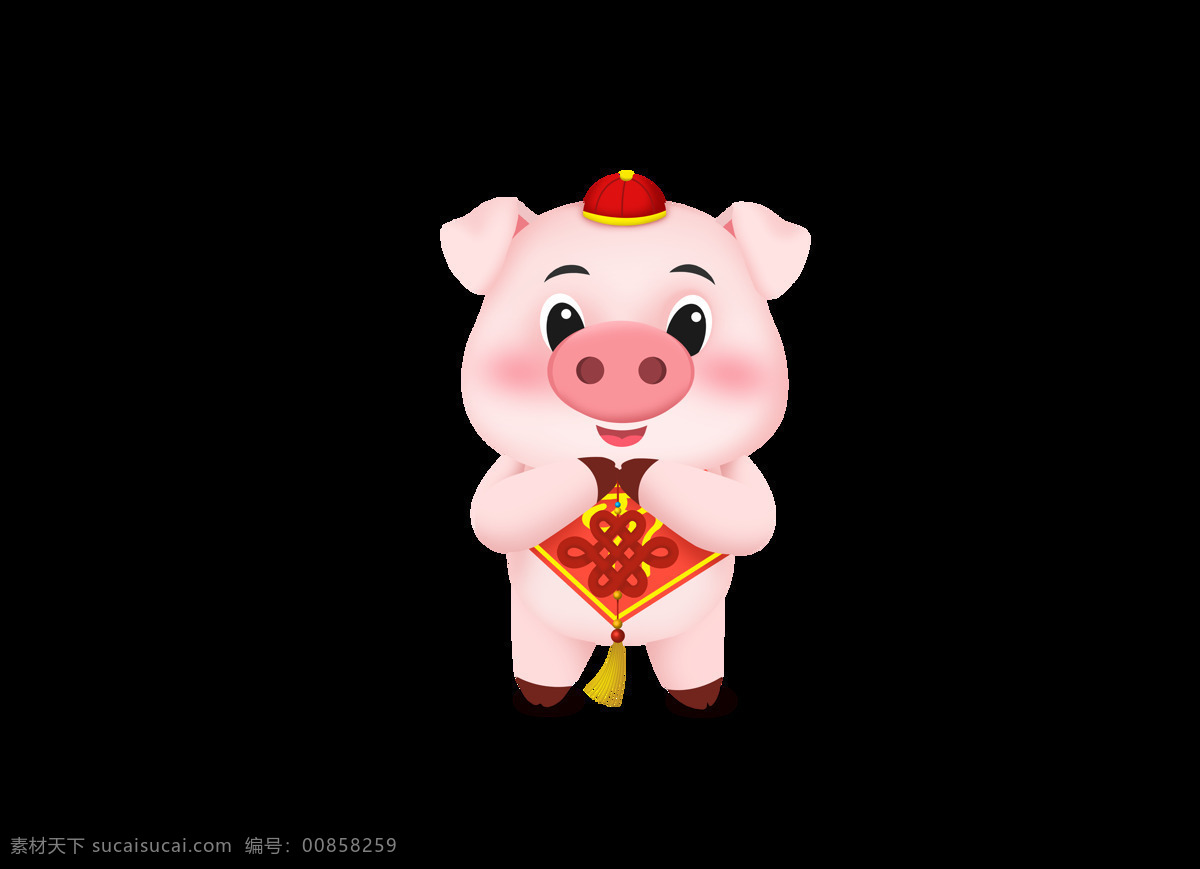手绘 卡通 立体 猪 装饰 可爱 中国结 猪猪 金猪 猪年