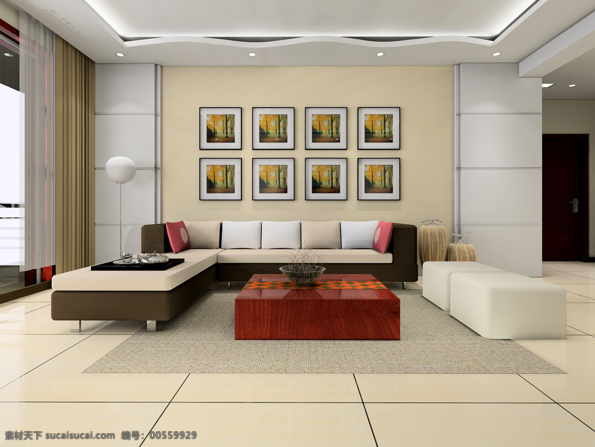 客厅 正面 效果图 客厅房屋设计 沙发 地板 风景画背景墙 铝塑板背景墙 客厅设计 室内设计 环境设计