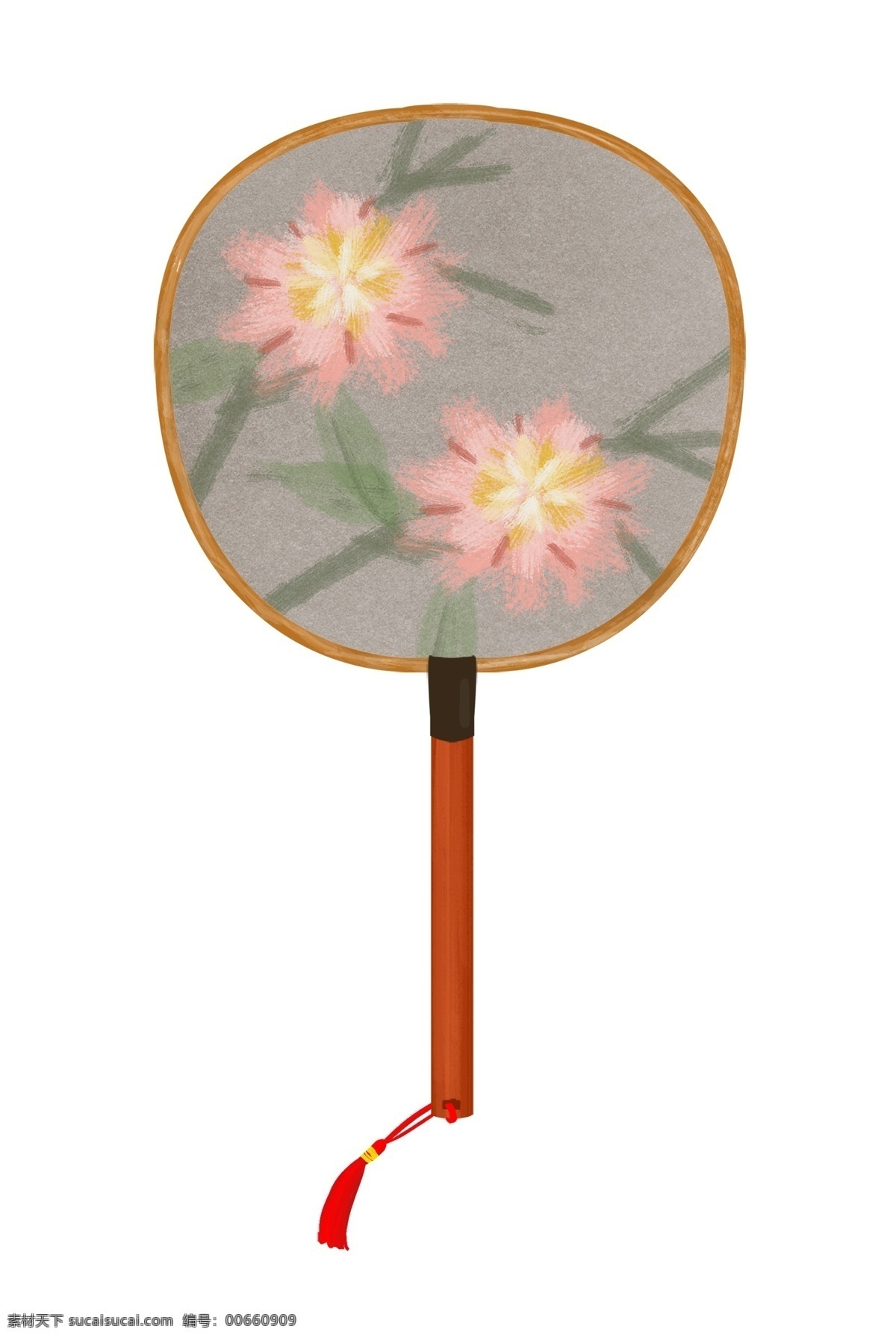 中国 古典 印花 扇子 水墨风 中国风扇子 花朵扇子 浅色扇子 卡通扇子 红粉色鲜花 鲜花扇子