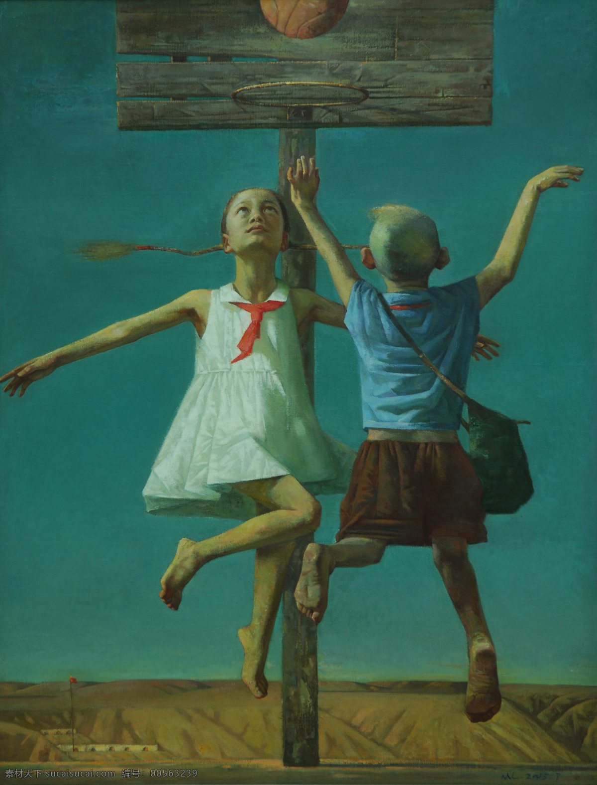 绘画书法 篮球 年轻 女孩 青春 人物 书包 油画 设计素材 模板下载 油画人物 肖像 写实 跳跃 篮板 文化艺术 装饰素材