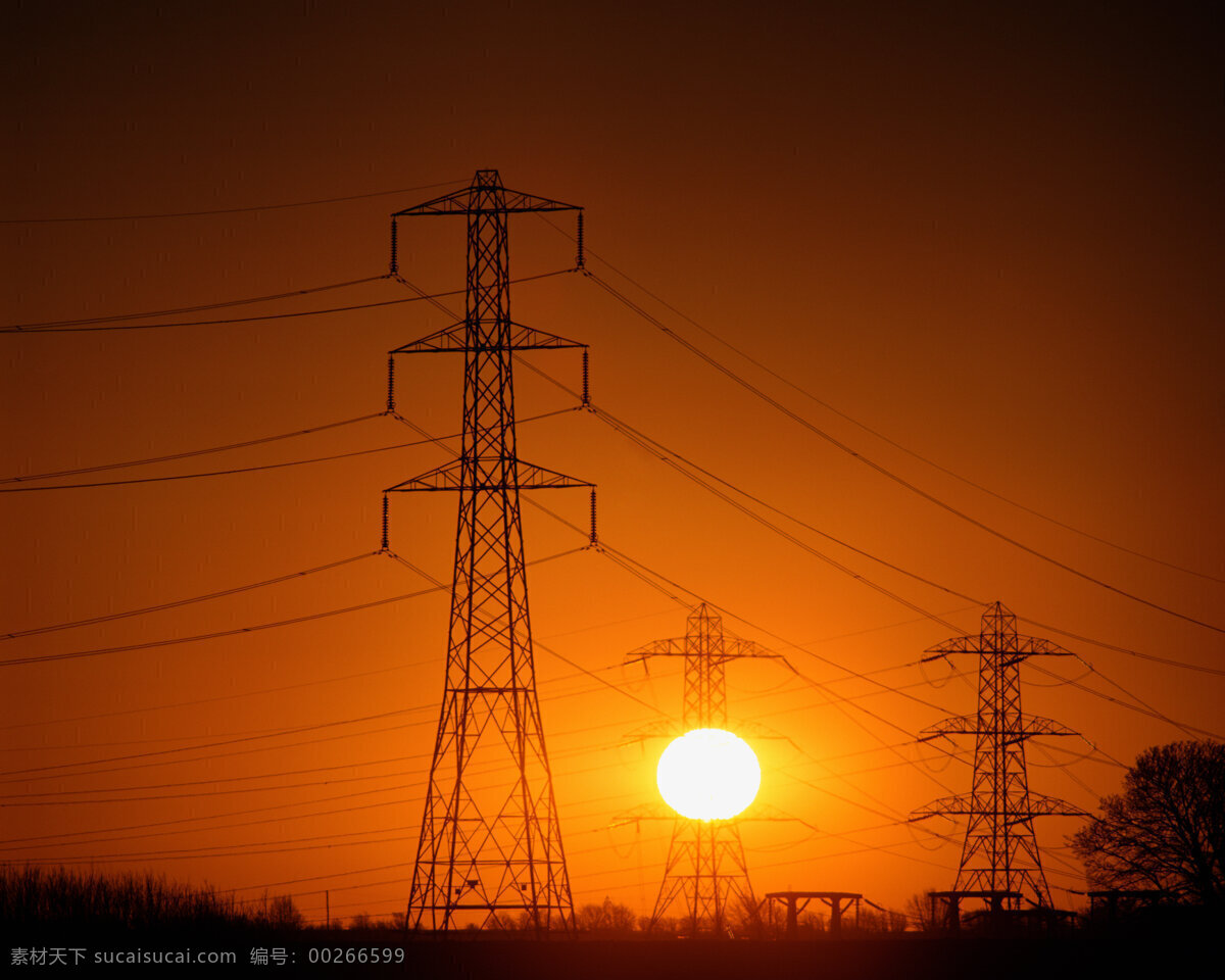 夕阳下的电塔 国网电塔 电力运输 设备检修 电塔 风车发电