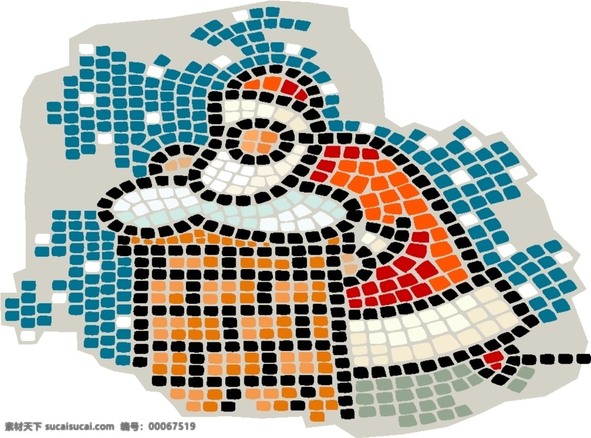 马赛克 圣诞节 圣诞老人 雪花 马赛克圣诞节 节日素材