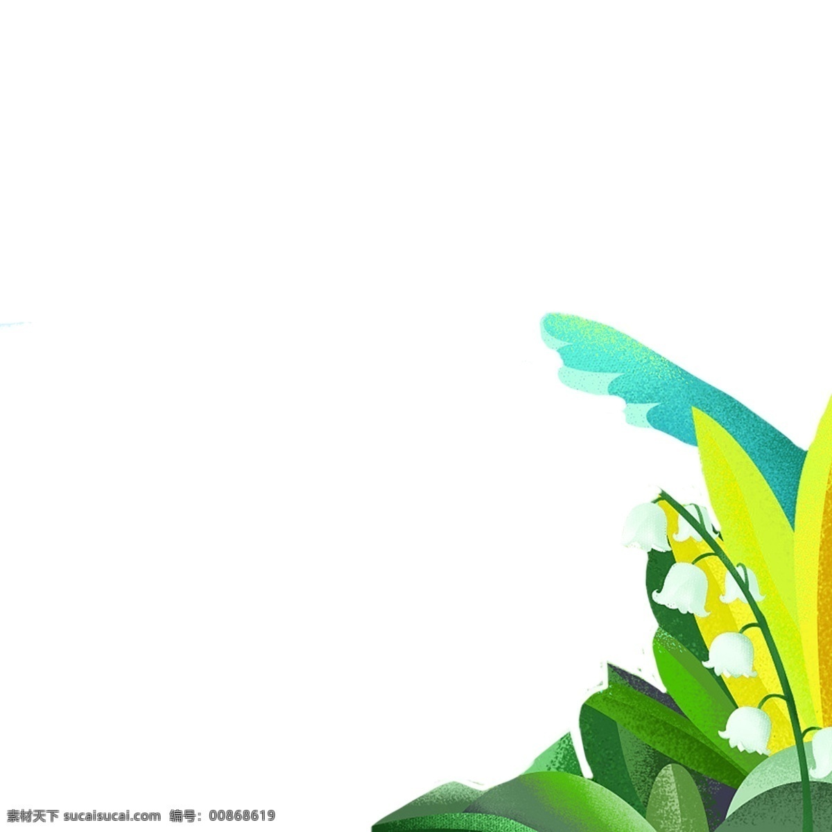 不同 颜色 植物 免 扣 图 卡通 黄色植物 白色花朵 绿色植物 卡通植物 免扣图