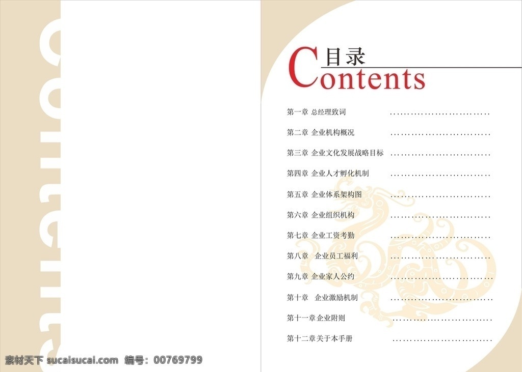 龙的底纹 特色 目录 简洁风格 卡其色目录 画册设计