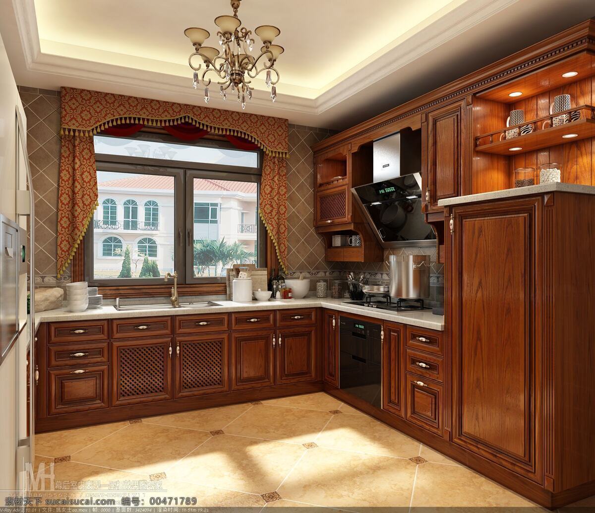橱柜 效果图 橱柜效果图 厨房效果图 橱柜设计 厨房设计 环境设计 室内设计 红色