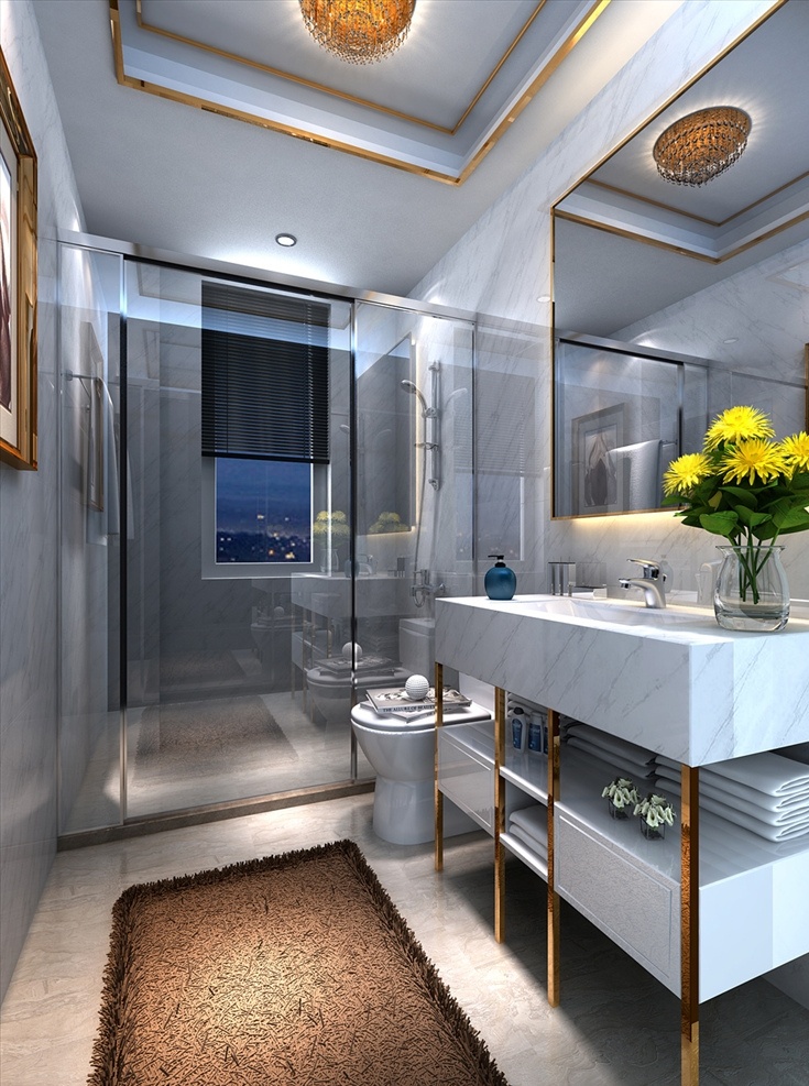 现代 简约 卫生间 浴柜 灯 装饰品 画 五金卫浴 3d设计 室内模型 max
