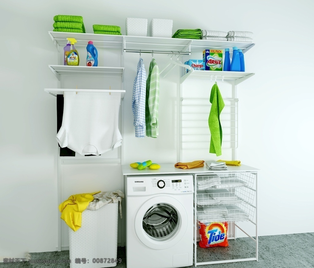洗衣机 置物架 干衣机 洗浴用品 卫浴用品 毛巾 柜子 架子 衣服 衣架 单体物品 洗衣用品 卫生间 3d设计 3d作品 max