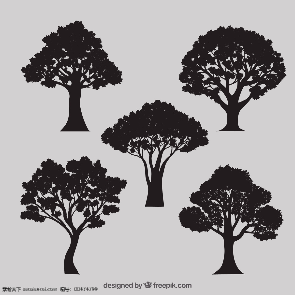 多种 树 剪影 自然 森林 植物 品种繁多 植被 图标 高清 源文件