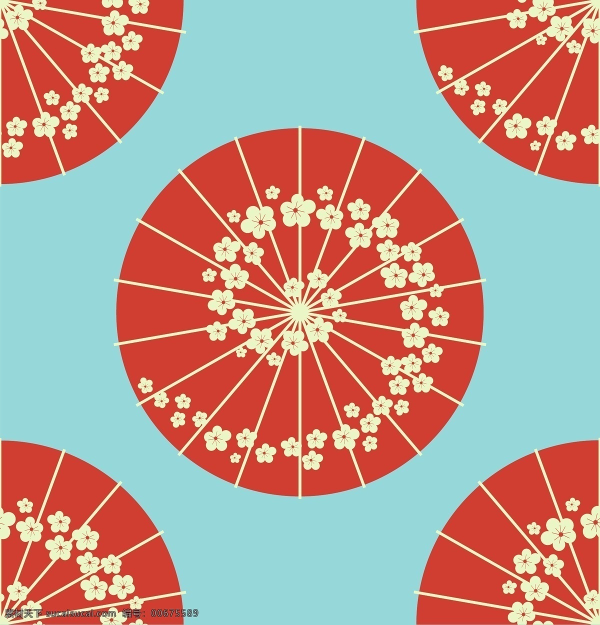 日本花伞 日本传统图案 和服印花纹样 日式纹理背景 线条纹样 日式花纹