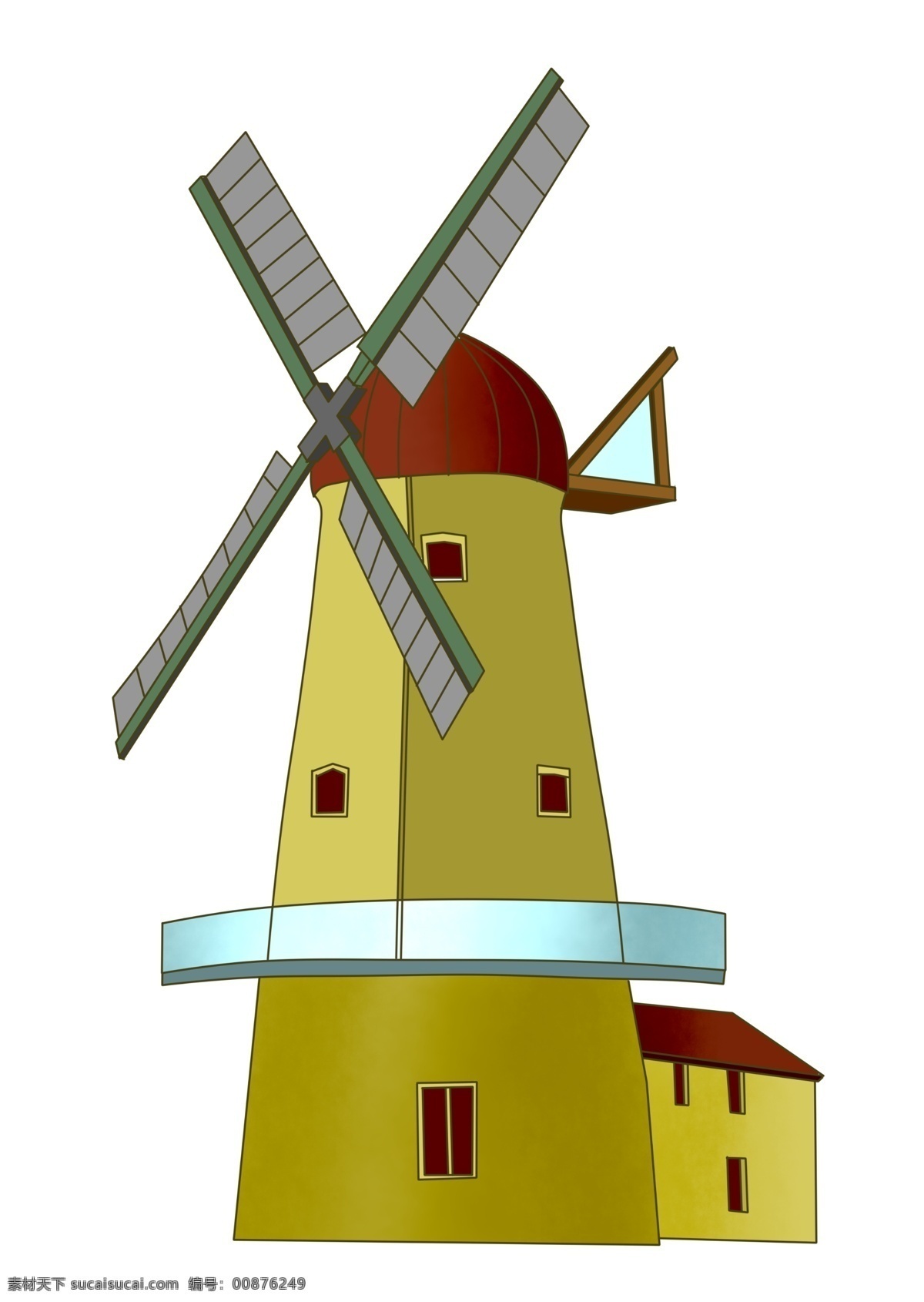 木头 风车 装饰 插画 黄色的风车 风车建筑 创意风车 立体风车 卡通风车 精美风车 木质的风车