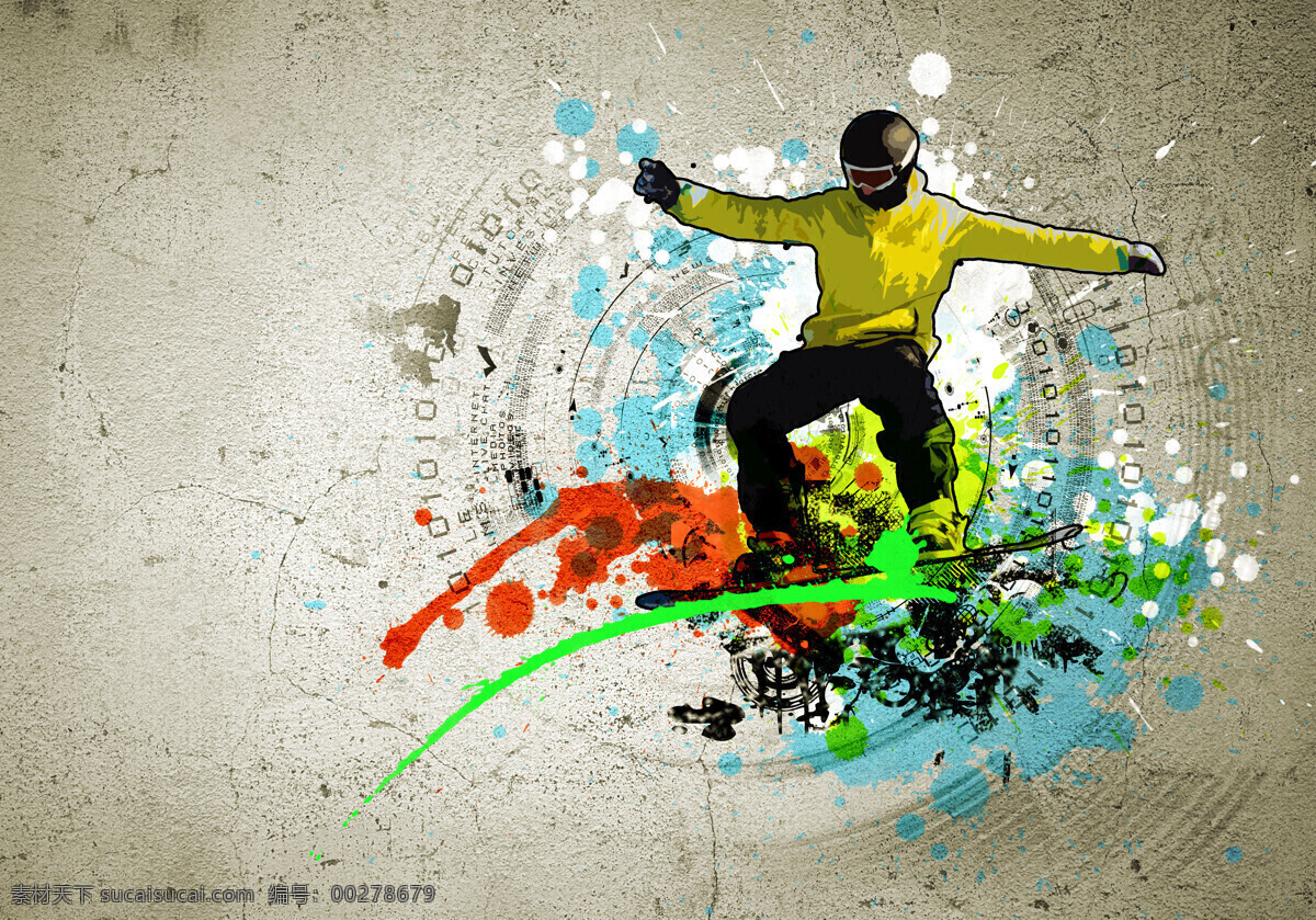 滑雪 运动员 插画 滑雪运动 体育插画 运动员插画 水彩墨迹 墨迹喷溅 涂鸦插画 人物漫画 人物插图 男性插画 其他艺术 文化艺术