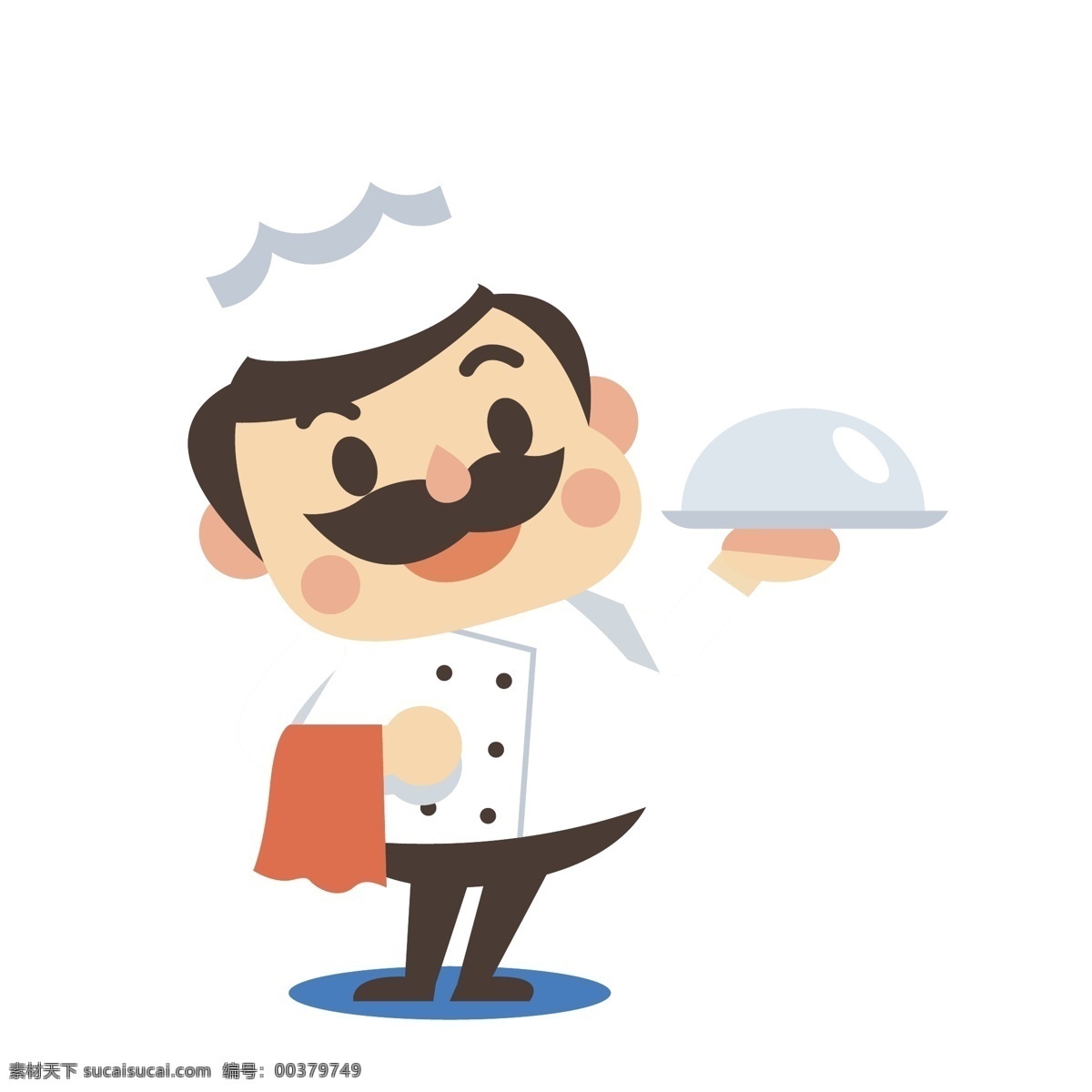 卡通 可爱 厨师 矢量 白色 白色制服 胡子 胡子厨师 可爱的厨师 卡通的厨师 餐饮服务员