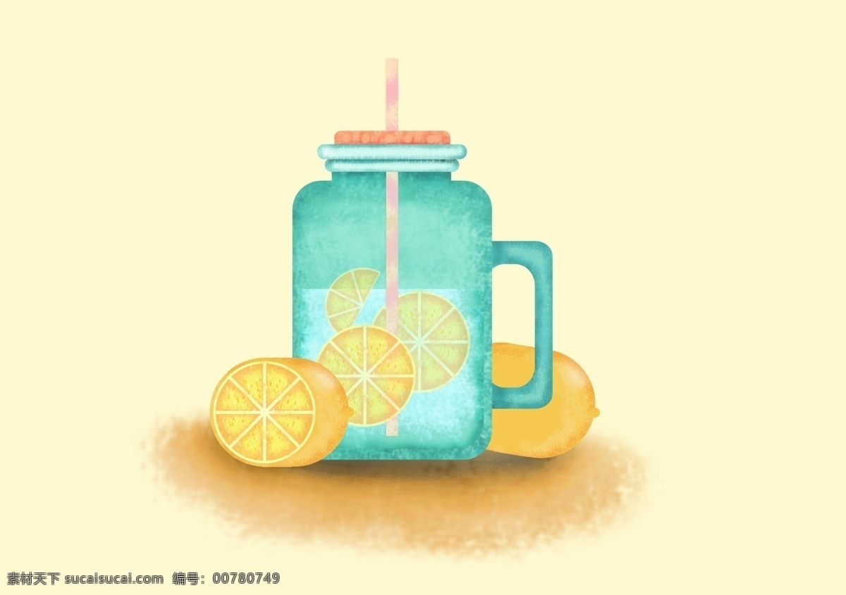 插画 插图 柠檬水 ui 模板 装饰 柠檬 情感