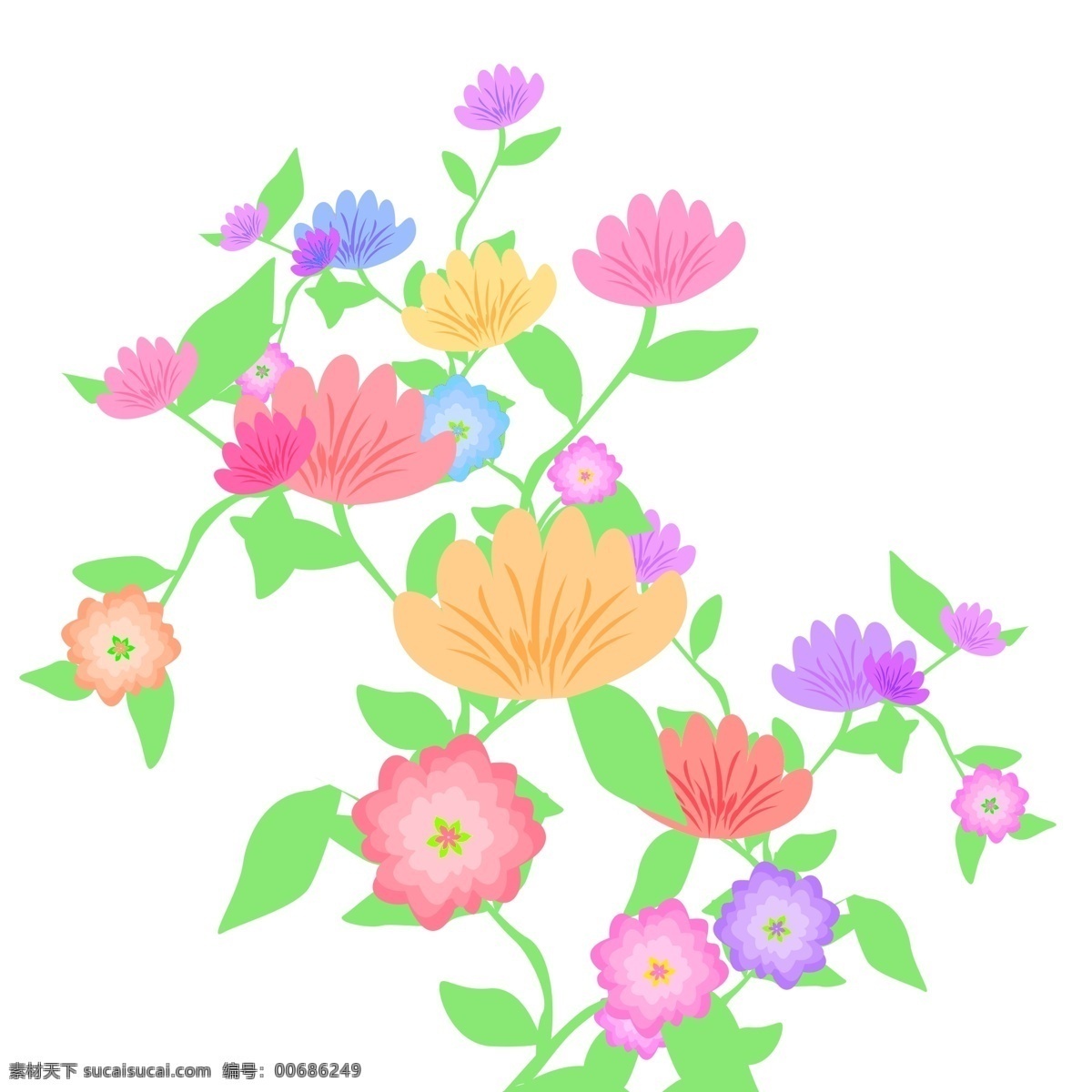 手绘 花 插画 花卉 花边 边框 装饰 花朵 贴纸